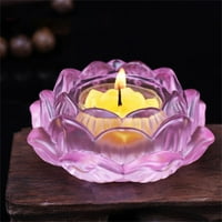 Заслепени Бои Кристално Стакло Лоту Цвет Свеќа Чај Држач За Светло Будистички Свеќник На Дозвола