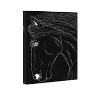 Коњска скица II црно сликарство платно уметничко печатење