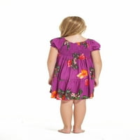 Девојка Хавајски Краток Ракав Еластичен Врвен Фустан Во Виолетова Цветна Големина 10