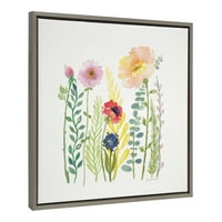 Кејт и Лорел Силви цвеќиња и папрати врамени платно wallидна уметност од Патриша Шоу, сива, декоративна цветна уметност за Wallид
