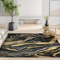 Добро ткаени апстрактни дини модерни ретро мермерни рамни ткаени црни злато 9'10 13 'килим
