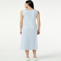 Бесплатно склопување женски резервоар макси фустан со пресврт на рамото