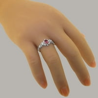 Британците Направија 18к Бело Злато Природен Розов Турмалин И Дијамант женски годишнина прстен големина опции-Големина 11.5