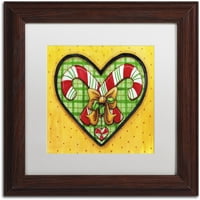 Трговска марка ликовна уметност бонбони трска срце платно уметност од ennенифер Нилсон, бел мат, дрвена рамка