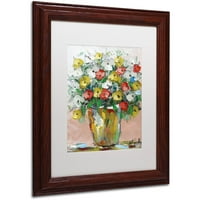 Трговска марка ликовна уметност пролетни цвеќиња во вазна 6 платно уметност од Хаи Оделија, бела мат, рамка од дрво