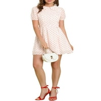 Единствени договори за женски срцев печатен ракав за ракав Питер Пан јака линија мини фустан