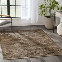 Добро ткаен Сури Шеврон Рачно изработен килим, 8 '10', природен, органски изглед, погоден за подрачје со висок сообраќај, рачно