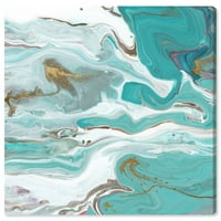 Студиото Wynwood Апстрактна wallидна уметност платно ги отпечати кристалите „Аквамарин море“ - сино, злато