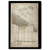 Студио Wynwood 'Brooklyn Bridge 1870' Architecture and Buildings Wall Art Canvas Print - Brown, Black, 24 36