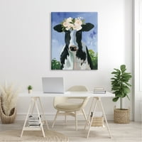 Stuple Industries земја крава добиток цвет круна рози ботаничка слава платна wallидна уметност, 48, дизајн од Caverly Smith