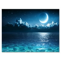 Романтична месечина и облаци над длабоко сино море I сликање на платно уметничко печатење