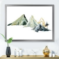 Дизајн на „Темно сина планинска пејзаж зимски минималистички јас“ модерно врамен уметнички принт