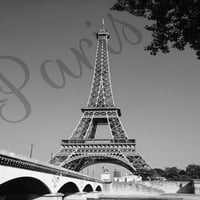 Ајфеловата Кула И Мост Со Зборот Париз Напишан Преку Неа; Париз, Франција Постер Печатење Од Продукции 12325150