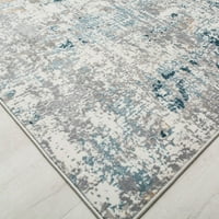 Килими Америка АСТОР AD90B Сина луксузна транзициска апстрактна сива област килим, 5'3 x7'0