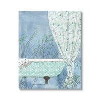 Sumbell Industries Деликатна бања со канта, када завеса, цветни цвеќиња, галерија за сликање, завиткано од платно, печатење