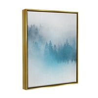 Ступела надреална сина магла шума природа Пејзаж сликарство злато пловила врамена уметничка печатена wallидна уметност