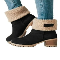 Women'sенски снежни чизми топли чевли велур зимски потопло лизгање на Wav4 во боја