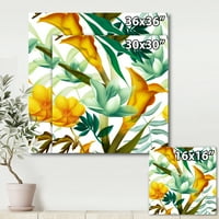 Yellowолти цвеќиња и тропско зеленило III сликарство платно уметност печатење