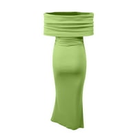 Onsенски фустани надвор од рамоната должина на глуждот Моден обвивка Цврст краток ракав летен фустан зелена 3xl