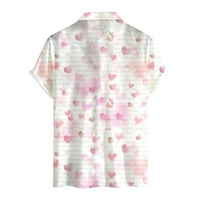 Корашан Менс летна кошула Машки стил на в Valentубените печати кратки ракави лабави копчиња за лежерни кошули за мажи