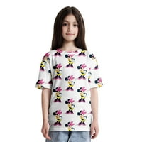 Мики Мини глушец Смешна графичка екипа на вратот опуштена маица за деца за возрасни, шарени мики глувци обични кошули