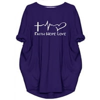 Дами Фустани До Колена Маица Со Долги Ракави Фустан Со Срце Печатење Жени Обична Забава Виолетова С