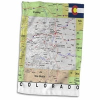 3дроза Слика На Топографска Карта На Колорадо Со Државно Знаме-пешкир, од