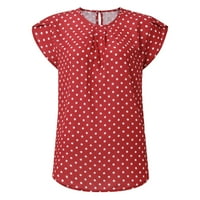 Летни врвови за жени печатење точки плус големина блузи за жени Памучна маица