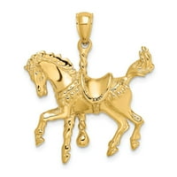 Накит 14к Жолто Злато Рингишпил Коњ Со Опашка Нагоре 2д Приврзок