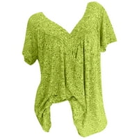 Mafytytpr Жени Плус Големина Кратки Ракави V - Вратот Печатење Блуза Пуловер Врвови Кратки Ракави Блузи Кошули