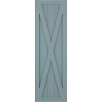 Ekena Millwork 18 W 68 H TRUE FIT PVC SINE X-BOARD FERMONE FIXED MONT SLUTTERS, мирно сино