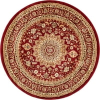 Добро ткаена безвременска Авива Традиционална ориентална цветна црвена црвена боја 7'10 Тркалезен килим