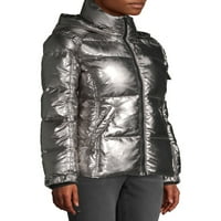 Sенска метална метална јакна од паф.