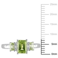 Miaенски Carat Carat T.G.W. Емералд и багет-сек перидот и дијамантски акцент 10kt бело злато 3-камен прстен