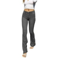 Возидаоке панталони за жени Панталони Со Среден Струк Панталони За Подигање Тенки Секојдневни Фармерки фармерки за жени