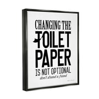 Стапче за промена на тоалетна хартија не е изборна фраза Инспиративно сликарство црно лебдеј врамен уметнички печатен wallид