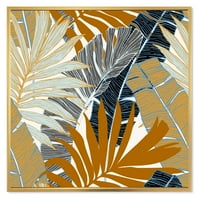 DesignArt 'Апстрактна тропска летна банана лисја и палма' модерна врамена платна wallидна уметност печатење