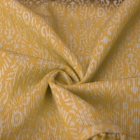 Летни фустани за жени лажичка на вратот Боемски мини печатено а-линија без ракави за патувања жолти xxl