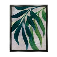 Студела зелена палма растенија што висат лисја Ботаничко и цветно сликарство црно лебдеј врамен уметнички печатен wallид