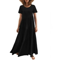 Гдфун Женска Мода Секојдневен Макси Фустан Краток Ракав Елегантен Нередовен фустан за забава летен фустан