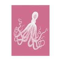 Заштитен знак Ликовна Уметност Октопод Бела На Розова Платнена Уметност Од Фаб Фанки