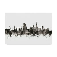 Трговска марка ликовна уметност 'Росток Германија Скајлин црно бело' платно уметност од Мајкл Томпсет
