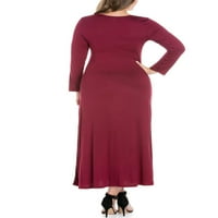 24 -тина облека за удобност плус големина женски долг ракав макси фустан