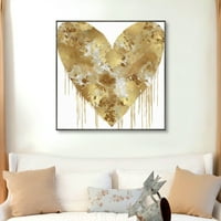 Големо срце злато и бело од Линдзи Роџерс, врамени платно уметнички принт