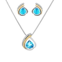 Брилијантност фино накит круша сина топаз создаде бел сафир поставен во сребро и 10к жолто злато
