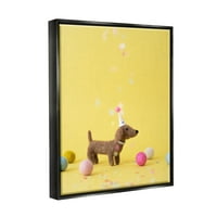 Stupleолта жолта дахшунд забава капа за кучиња животни и инсекти Фотографија црна пловила врамена уметничка печатена wallидна