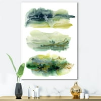 ДизајнАрт „Златни зелени апстрактни облаци I“ модерно печатење на wallидови на платно