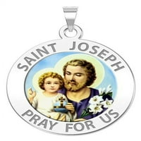 Свети Јосиф Верски Медал Големина На Пара, Цврсто 14к Бело Злато