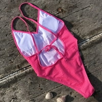 женски летна плажа длабоко v бикини моден костим за капење костим во цврста боја костим за капење жени