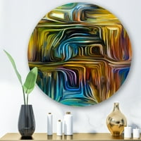 DesignArt 'Боја Спирална фузија IV' модерна метална wallидна уметност на кругот - диск од 23